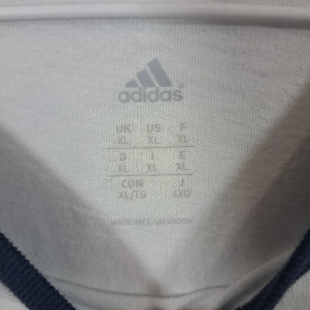 Men's Adidas 3/4 Sleeve Crew Neck Navy and White Baseball Tee XL
